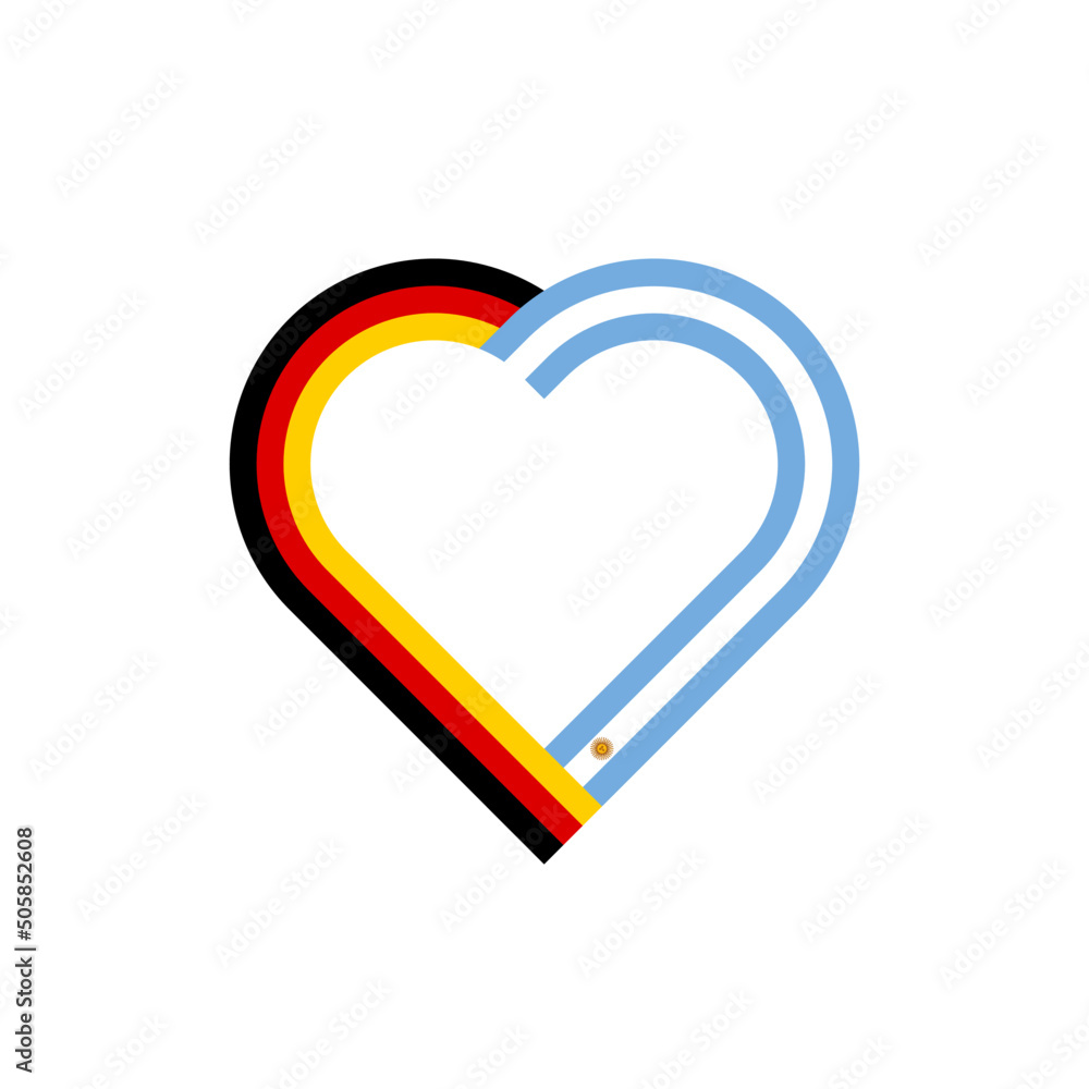 unity concept. heart ribbon icon of germany and argentina flags. vector illustration isolated on white background unity concept. heart ribbon icon of germany and argentina flags. vector illustration isolated on white background