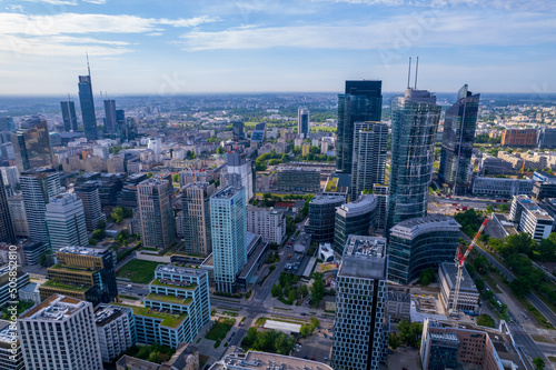 Warsaw overcast. The capital of Poland from a drone. Panorama of Warsaw from the side of Wola. © Olivier Uchmanski