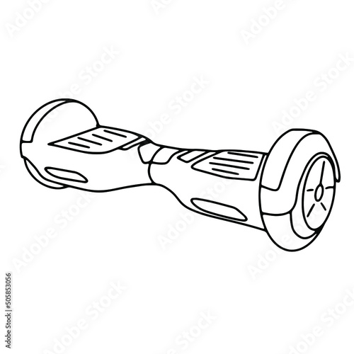 Self-balancing scooter or hoverboard isolated on white background. doodle vector illustration photo