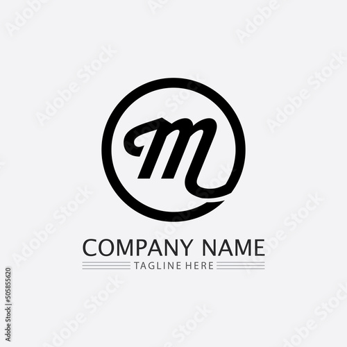 M Letter Logo font sign and Template icon