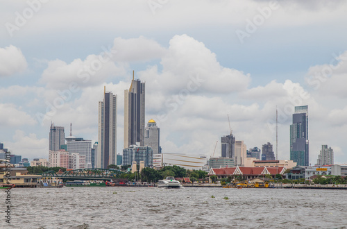 The Chaophraya River and the Cityscape of Bangkok Thailand Southeast Asia