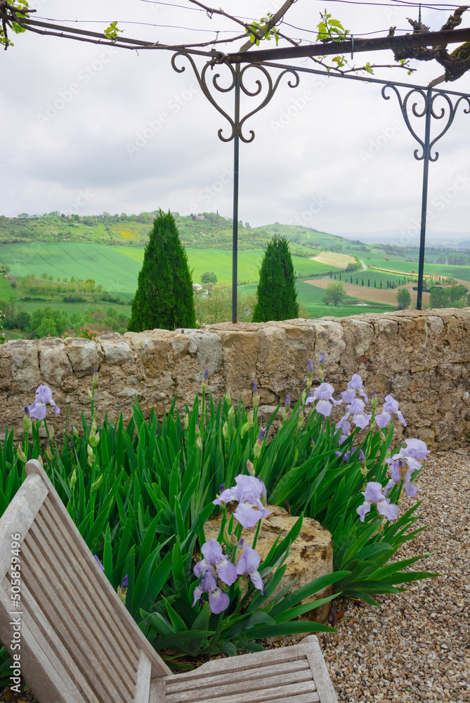 Beautiful view from the garden to the French fields in Lautrec, France