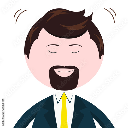 Businessman with closed eyes daydreaming, meditating, on a white background.