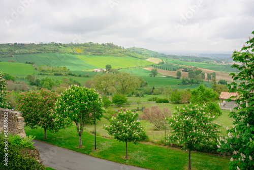 Beautiful view to the French fields in Lautrec, France