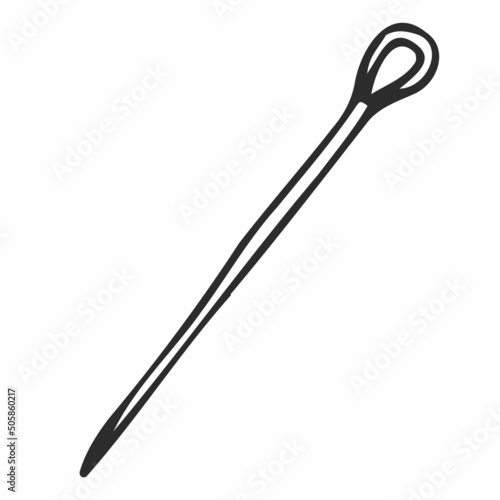 Needle icon in doodle sketch lines. Fashion industry sewing dressmaker tailor