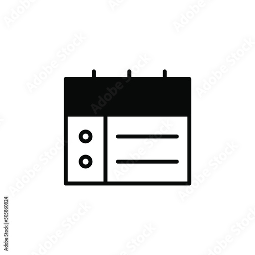 Notes, Notepad, Notebook, Memo, Diary Solid Line Icon Vector Illustration Logo Template. Suitable For Many Purposes.