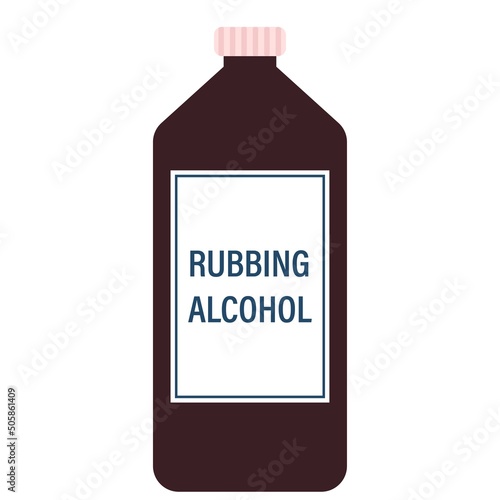 Rubbing alcohol solution in a dark plastic bottle cartoon vector illustration isolated on a white background. photo