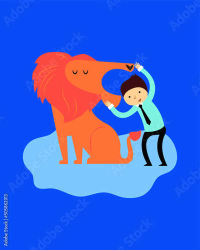 Human head in lion's mouth