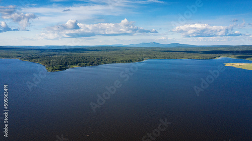 Southern Urals, Ural Mountains. Zyuratkul National Park, Zyuratkul Lake. Aerial view. © Eugene