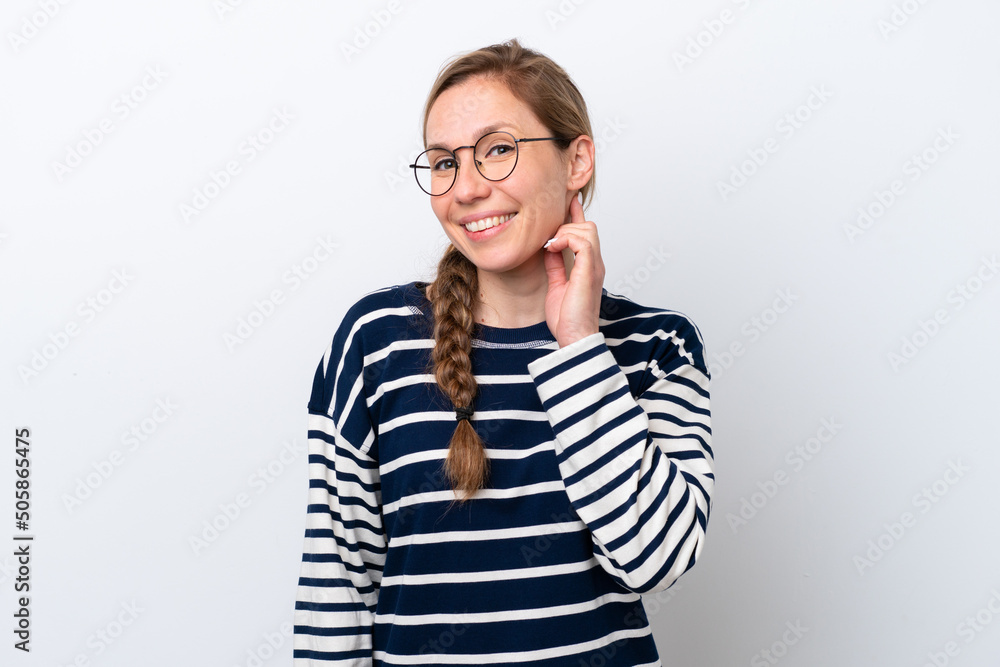 Young caucasian woman isolated on white background laughing Young caucasian woman isolated on white background laughing