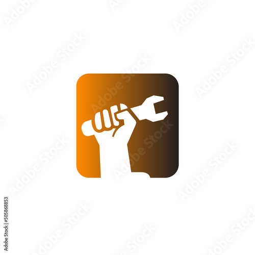 Restore Things Mechanic Tool Wrench Abstract Mark Pictorial Emblem Logo Symbol Iconic Creative Modern Minimal Editable in Vector Format