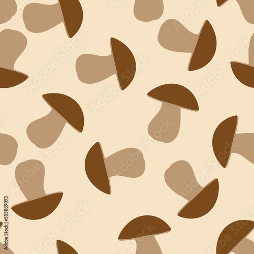 Vector seamless pattern with repeating mushrooms.
