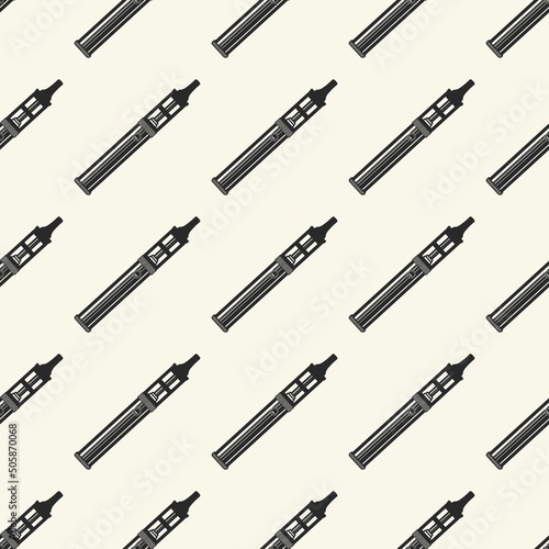 Seamless pattern with pictograms of vape cigarettes black on beige