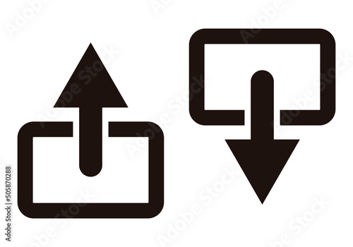 Icono negro de subir o bajar archivo en fondo blanco.