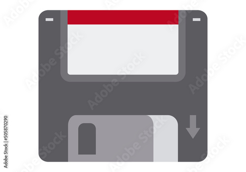 Icono negro de disquete en fondo blanco.
