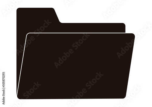 Icono negro de carpeta en fondo blanco.