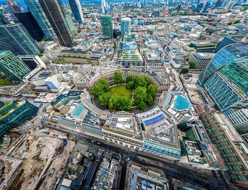 Sticker The aerial view of Finsbury Circus Gardens and the City of London in summer