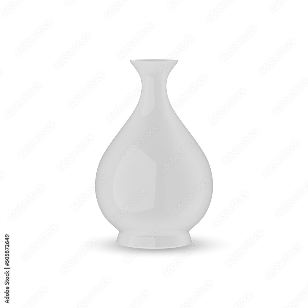 White ceramic vase isolated on white background, 3d rendering