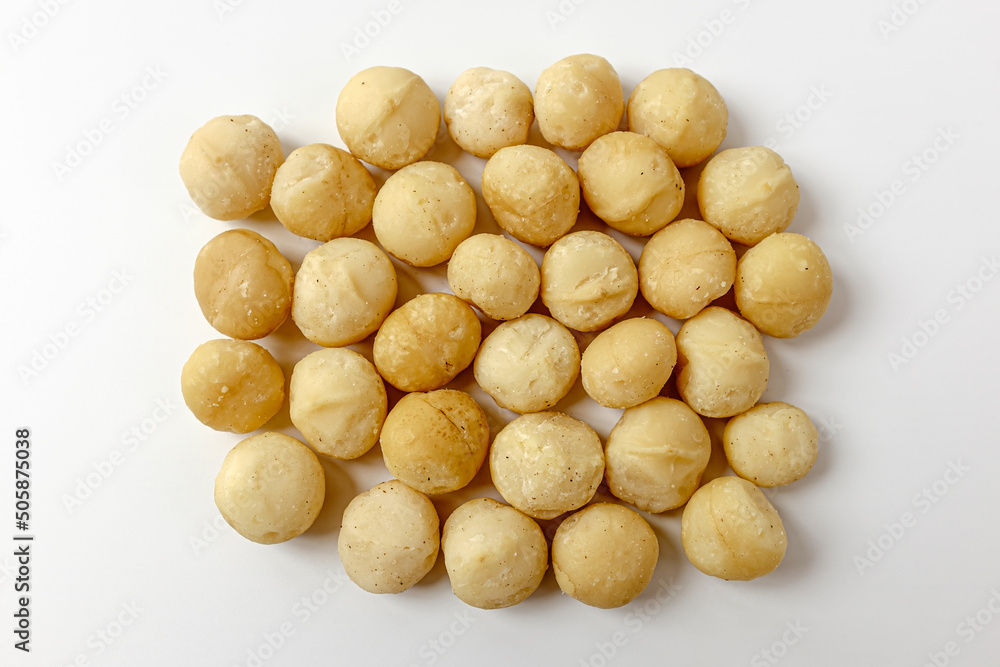 Macadamia on a white background Macadamia on a white background