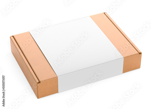 Cardboard box, craft paper package with blank cover