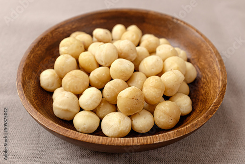 Small, round and fragrant nut macadamia