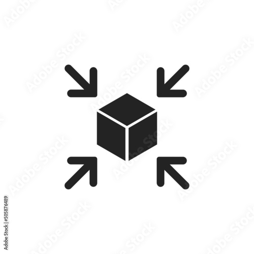 Decrease icon. Сonstriction vector symbol. Simple black diminution icon.