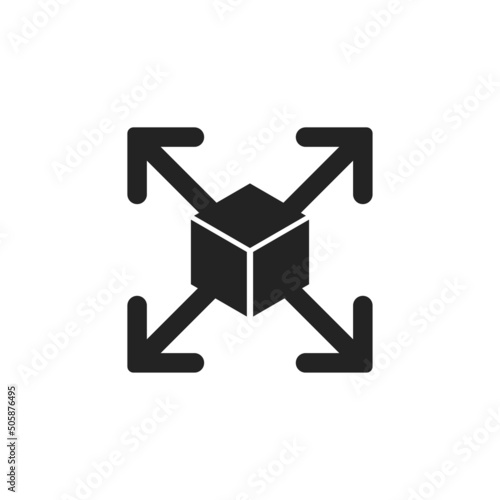 Expand icon. Extension vector symbol. Simple black enlargement icon.