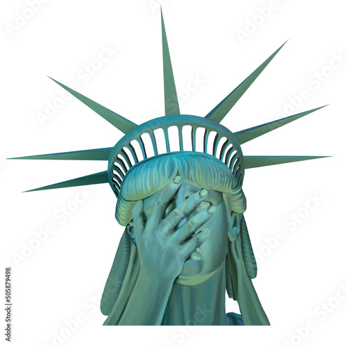 Facepalm emoji from Statue of Liberty. National symbol US photo