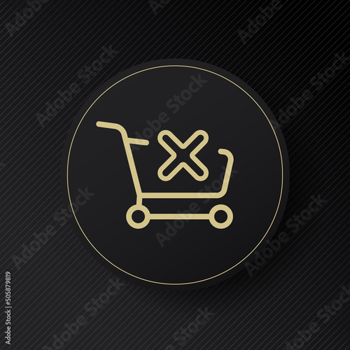 Shopping cart with cross line icon. Failled, insuccess, oin, sale, basket, buy. Purchases. Order concept. Vector line icon for Business and Advertising