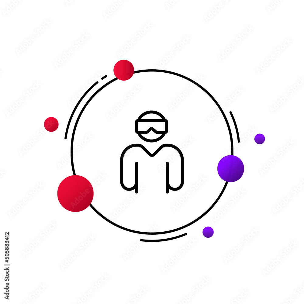Fotografie Man with 3d glasses line icon