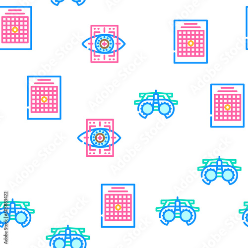 Ophthalmology Eye Disease Treat Vector Seamless Pattern Color Line Illustration