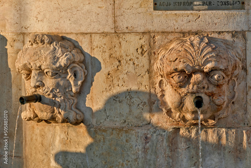 The Fonte das 3 bicas or the Chafariz Grande, an emblematic fountain in the old town of Leiria, Portugal photo