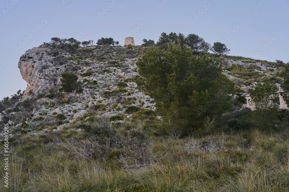 Talaia Nova del Cap Vermell, a beautiful hiking route to do in the coastal town of Canyamel in the municipality of Capdepera. Mallorca Spain Talaia Nova del Cap Vermell, a beautiful hiking route to do in the coastal town of Canyamel in the municipality of Capdepera. Mallorca Spain