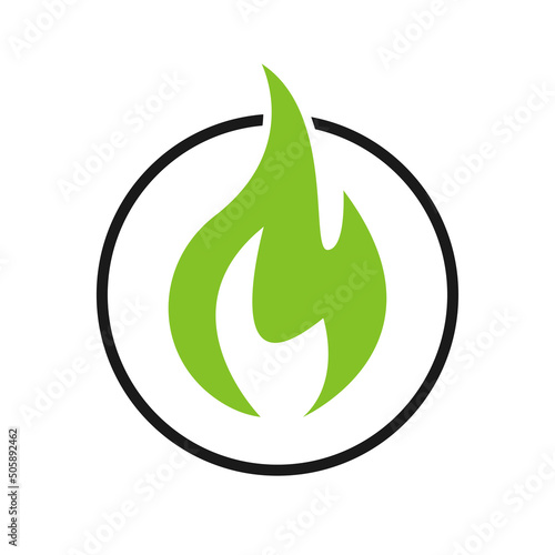 Green energy fire. The energy of nature. Icon. Illustration.