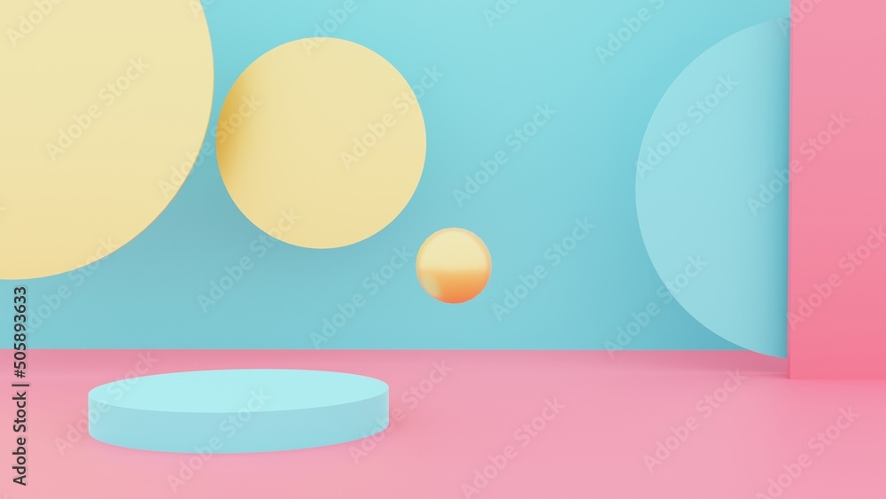 3d blue podium on pastel background abstract geometric shapes in studio scene. 3d rendering for pedestal, stage, product mockup design. Creative ideas minimal summe. 3d render 3d blue podium on pastel background abstract geometric shapes in studio scene. 3d rendering for pedestal, stage, product mockup design. Creative ideas minimal summe. 3d render