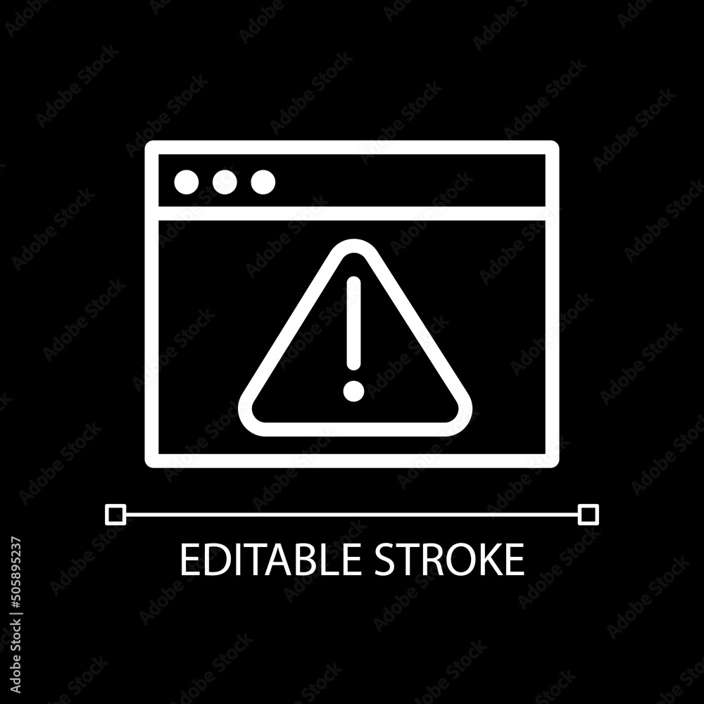 Computer virus pixel perfect white linear icon for dark theme. Malicious software. Malware. Data damage. Thin line illustration. Isolated symbol for night mode. Editable stroke. Arial font used Computer virus pixel perfect white linear icon for dark theme. Malicious software. Malware. Data damage. Thin line illustration. Isolated symbol for night mode. Editable stroke. Arial font used