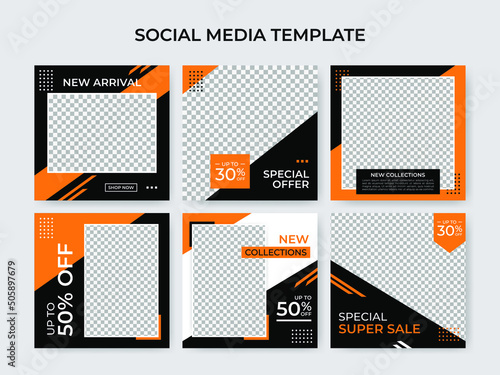 template social media black orange. best template for banner, flyer, web, feed instagram