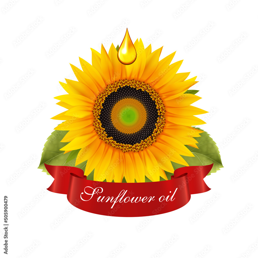 Fotografie Sunflower Oil Realistic Emblem