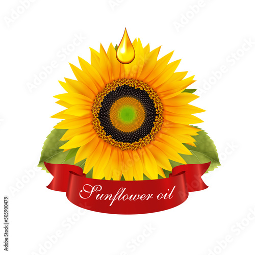 Sunflower Oil Realistic Emblem