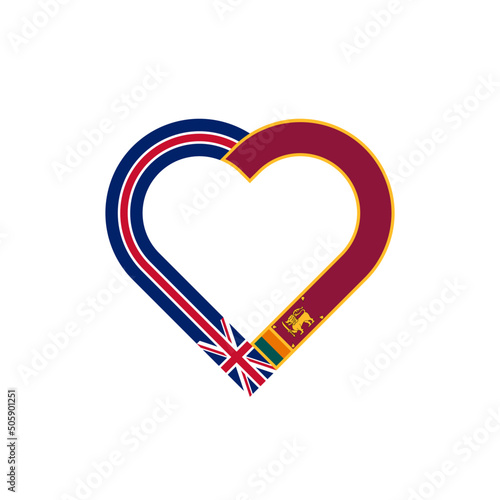 unity concept. heart ribbon icon of united kingdom and sri lanka flags. vector illustration isolated on white background