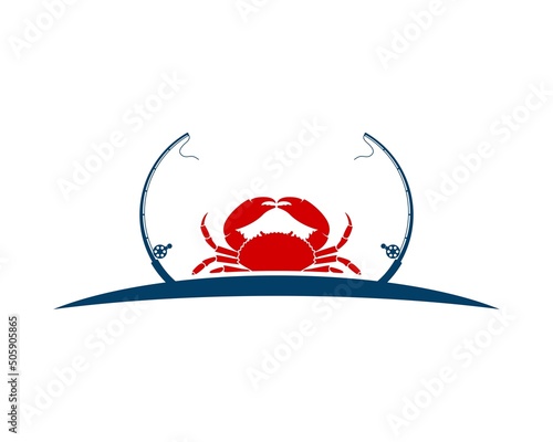 circular fishing rod with red crab inside