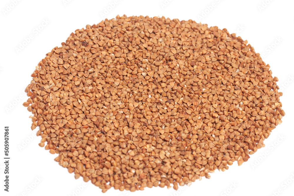Buckwheat isolated on white background,top view Buckwheat isolated on white background,top view