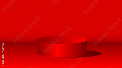 minimalist red podium with realistic shadow, podium stand to show product. vector illustratiion