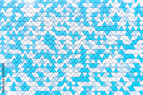 3d Illustration rows of blue and white triangle .Geometric background, pattern.