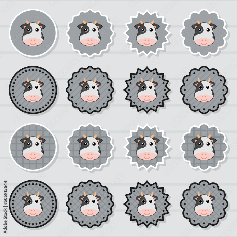 Fototapeta premium Note sticker set with Cow