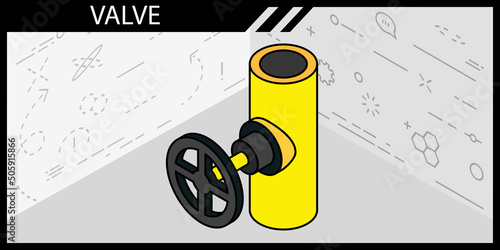 Valve isometric design icon. Vector web illustration. 3d colorful concept