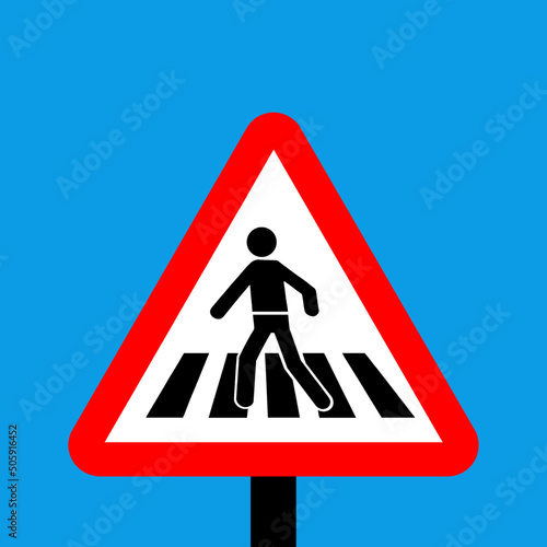Warning triangle pedestrian crossing on this road sign