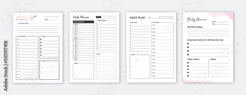 Daily Planner Design template, Weekly planner, Minimalist daily planner template for education, office daily planner notebook page kdp interior