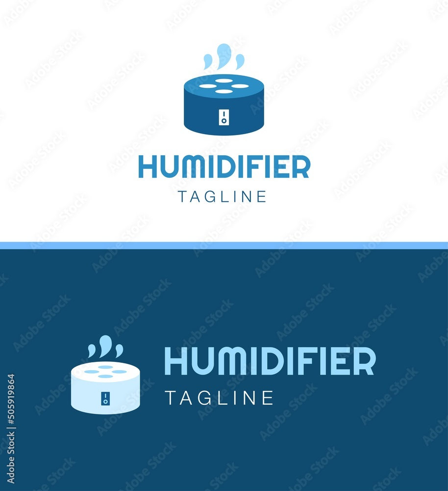 Humidifier device logo template, dehumidifier business logotype, humidity indicator, disposer vector icon design, air purifier branding, isolated on background