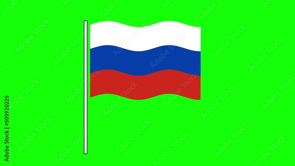 Flag of Russia. Waving Russian federation flag animation. Green screen. Animated 2d element. Red, blue, white. Seamless loop, luma matte animation. Flag of Russia. Waving Russian federation flag animation. Green screen. Animated 2d element. Red, blue, white. Seamless loop, luma matte animation.